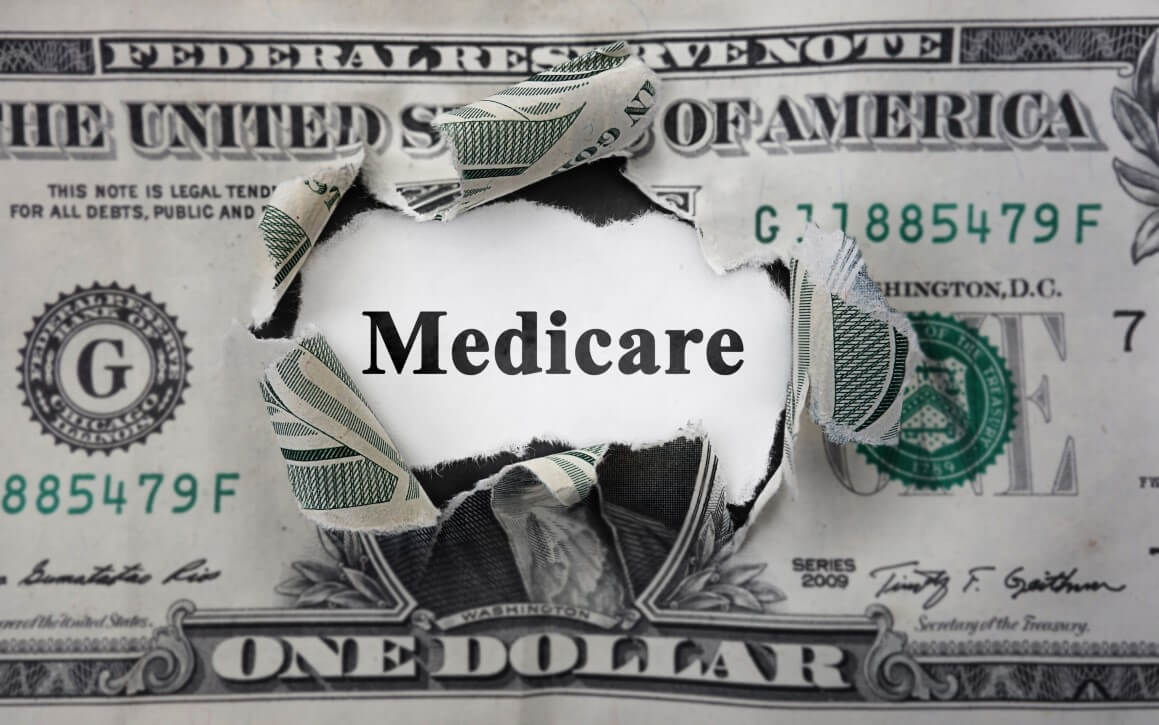 Dollar with hole in text Medicare
